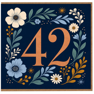 42nd Birthday Card, Floral Number 42 Card