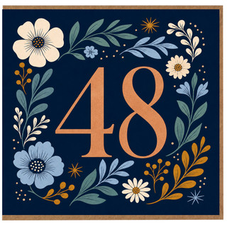 48th Birthday Card, Floral Number 48 Card