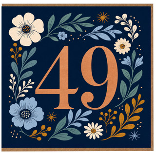 49th Birthday Card, Floral Number 49 Card