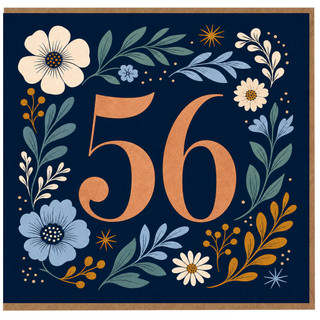 56th Birthday Card, Floral Design
