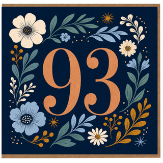 93rd Birthday Card, Floral Number 93 Card