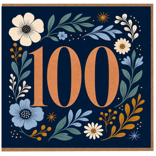 100th Birthday Card, Floral Milestone Birthday Card