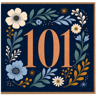 101st Birthday Card, Floral Number 101 Birthday Card