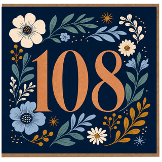 108th Birthday Card, Floral Milestone Birthday Card