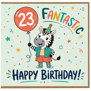 23rd Birthday Card, Fantastic Happy Birthday Zebra Card