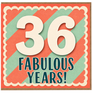 36th Birthday Card, Fabulous Years Retro Striped Design