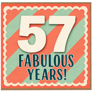 57th Birthday Card, Fabulous Years Retro Style Card