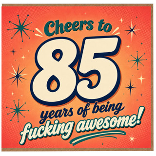 85th Birthday Card, Cheers to 85 Years of Being Awesome Retro Birthday Card