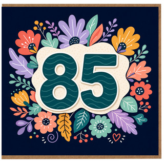 85th Birthday Card, Floral Number 85 Card