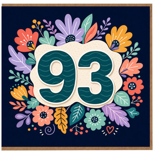 93rd Birthday Card, Floral Number 93 Birthday Card