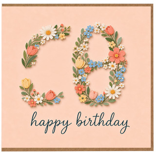 18th Birthday Card, Floral Number 40 Happy Birthday Card