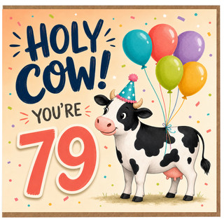 79th Birthday Card, Holy Cow You're 79 Funny Birthday Card