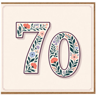 70th Birthday Card, Floral Botanical Number 70