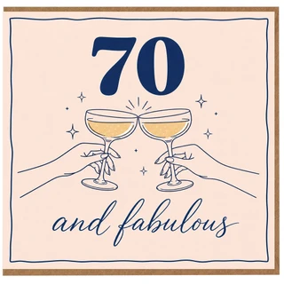 70th Birthday Card, 70 and Fabulous Champagne Glasses Card