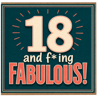 18th Birthday Card, 18 and F*ing Fabulous Retro Style Birthday Card