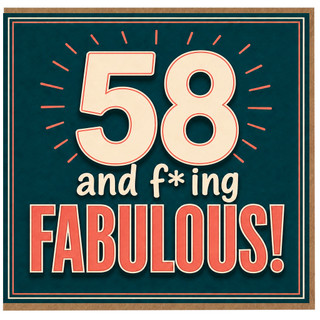 58th Birthday Card, 58 and F*ing Fabulous Retro Style Birthday Card