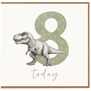 8th Birthday Card, Dinosaur Birthday Card