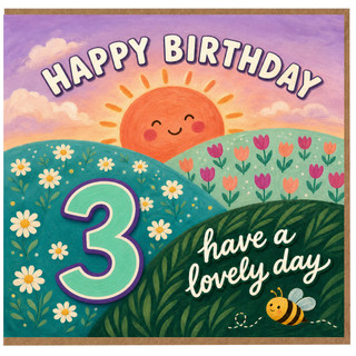 3rd Birthday Card, Happy Birthday Have a Lovely Day Card