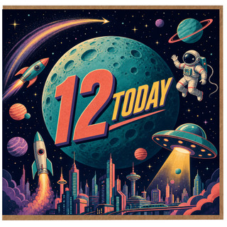 12th Birthday Card, Space Themed 12 Today Card