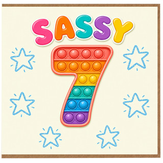 7th Birthday Card, Sassy Rainbow Pop Fidget Design