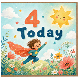 4th Birthday Card, 4 Today Superhero Boy Birthday Card
