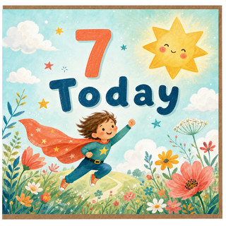 7th Birthday Card, 7 Today Superhero Boy Birthday Card