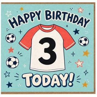 3rd Birthday Card, Soccer Football Theme Birthday Card