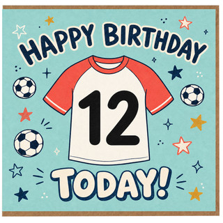 12th Birthday Card, Football Shirt Design
