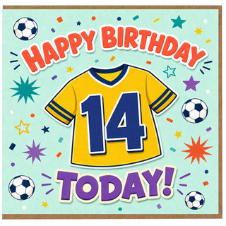 14th Birthday Card, Football Shirt Design