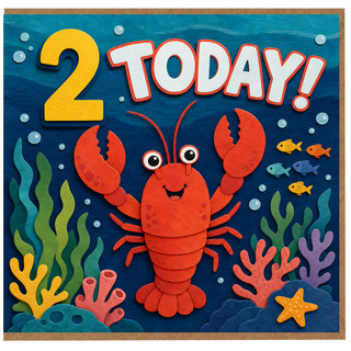2nd Birthday Card, Under the Sea Crab Birthday Card