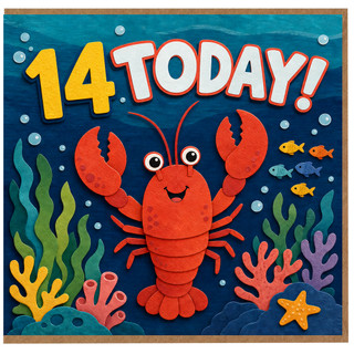14th Birthday Card, Underwater Crab Birthday Card