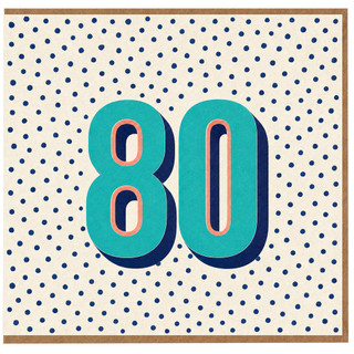 80th Birthday Card, Large Number 80 Celebration Card
