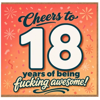 18th Birthday Card, Cheers to 18 Years of Being Awesome