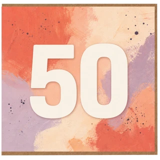 50th Birthday Card, Abstract Pastel Paint Splash Design