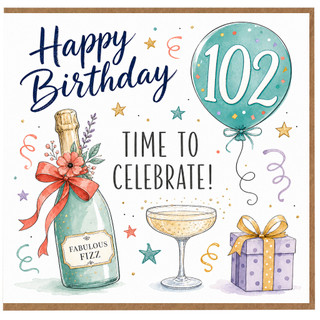 102nd Birthday Card, Happy Birthday Time to Celebrate Card