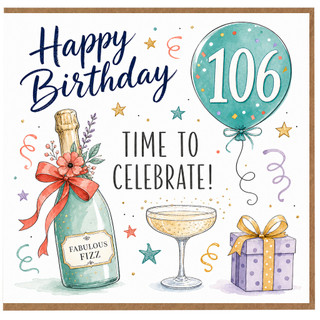 106th Birthday Card, Happy 106th Birthday, Time to Celebrate Card