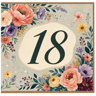 18th Birthday Card, Floral Design