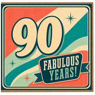 90th Birthday Card, Fabulous Years Retro 90 Design
