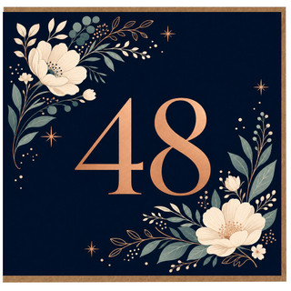 48th Birthday Card, Floral Number 48 Card