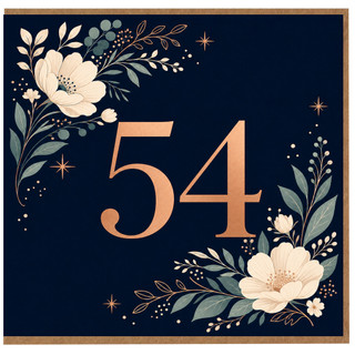 54th Birthday Card, Elegant Floral Age 54 Birthday Card