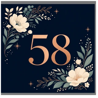 58th Birthday Card, Elegant Floral 58 Birthday Card
