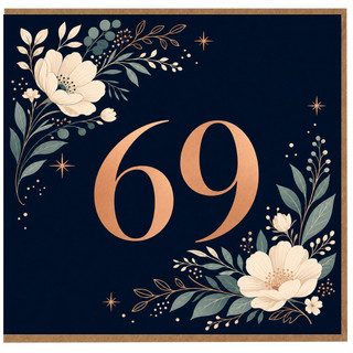 69th Birthday Card, Floral Number 69 Birthday Card