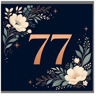 77th Birthday Card, Floral Number 77 Card