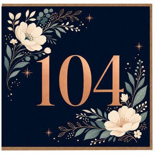 104th Birthday Card, Elegant Floral Number 104 Birthday Card