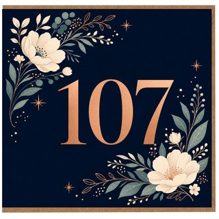 107th Birthday Card, Elegant Floral 107 Birthday Card