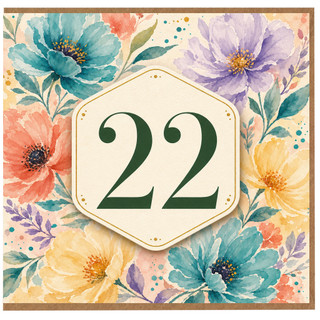 22nd Birthday Card, Watercolour Floral Design