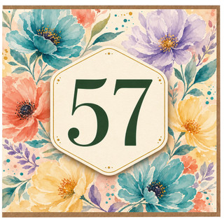 57th Birthday Card, Floral Age 57 Card