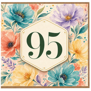 95th Birthday Card, Elegant Floral Number 95 Card
