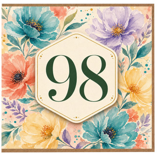 98th Birthday Card, Floral 98 Birthday Card