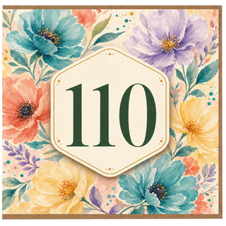 110th Birthday Card, Watercolour Floral Design
